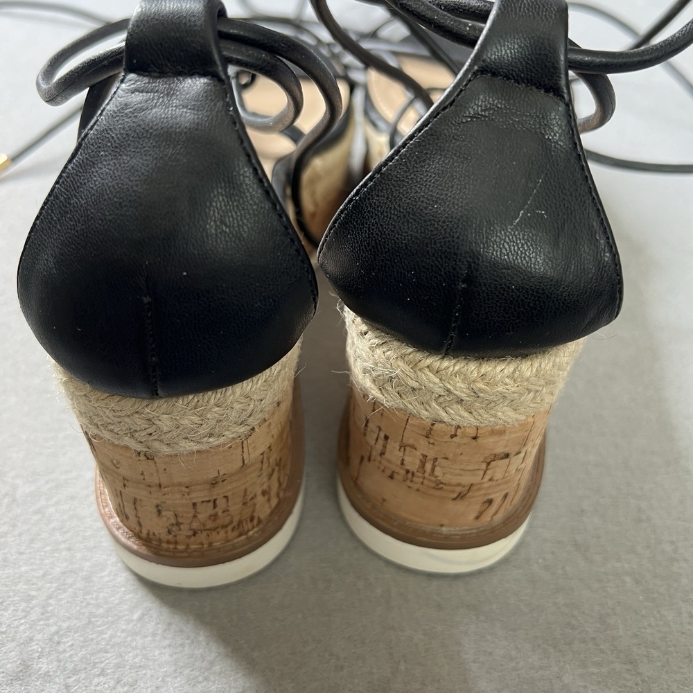 Just Fab Womens Tonnya Espadrille Platform Wedges Black Size 6.5 M Lace up Leg - Picture 3 of 11